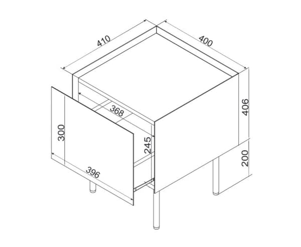Cama Bedside Table 2 pcs. FELLINI 40x41x60 Olive + Oiled Oak Top