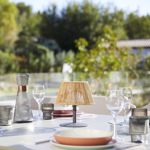 LUMISKY STANDY MINI RAFFY Wireless Table Lamp - H22 cm - Natural Raffia