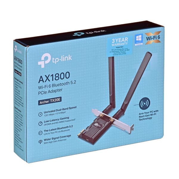 TP-Link Archer TX20E V2 Network Adapter PCIe with Bluetooth 5.2 (ARCHER TX20E) 802.11ax