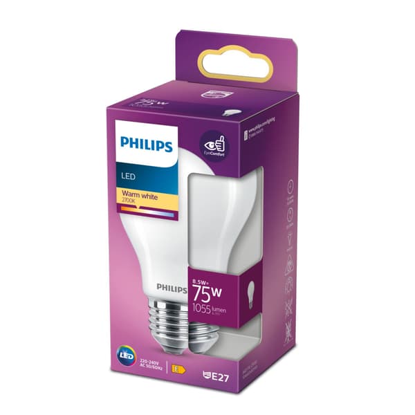 Philips LED Classic 75W E27 Warm White A60 Frosted Srt4