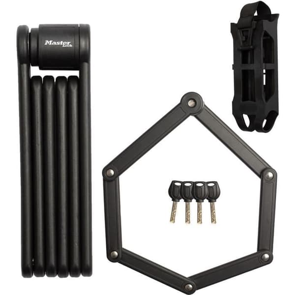 Master Lock Folding Bike Lock - 8335EURDPRO - Hardened Steel, 4 Keys