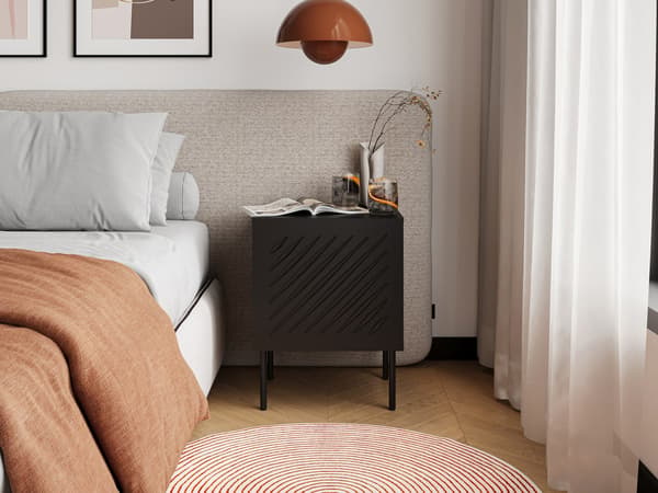 Bedside Table 2 pcs SIENA 44.5x40x59 cm Black Matt