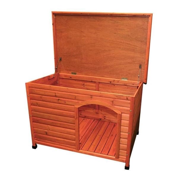 TRIXIE - Natural Flat Roof Dog Kennel - Weatherproof Solid Pine