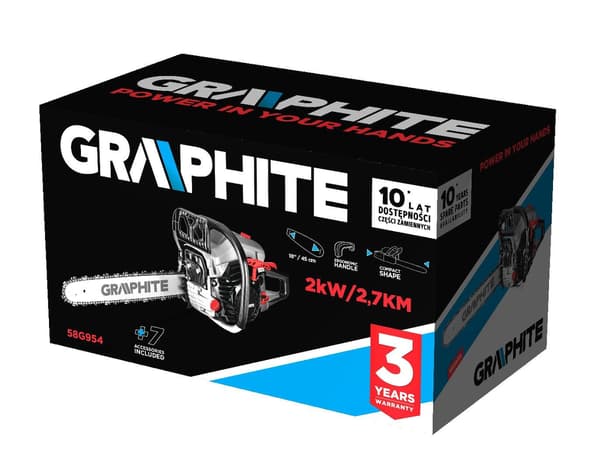 Graphite Petrol Chainsaw 2kW 18" Bar 2.7HP