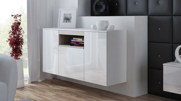 Cama Sideboard VIVA 150 White/White Gloss + Sonoma Oak