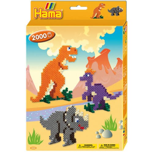 Hama 3434 Dino World Iron-on Beads Set - 2000 Pieces with Bead Plate and Patterns