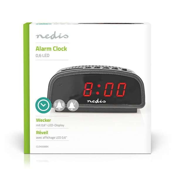 Nedis CLDK008BK Digital Alarm Clock with LED Display and Snooze Function