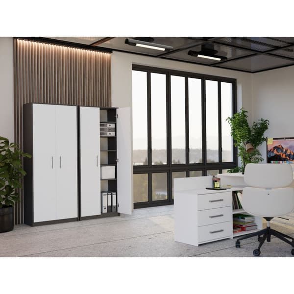 OLIV 2D Closed Shelving Unit Anthracite/White Set