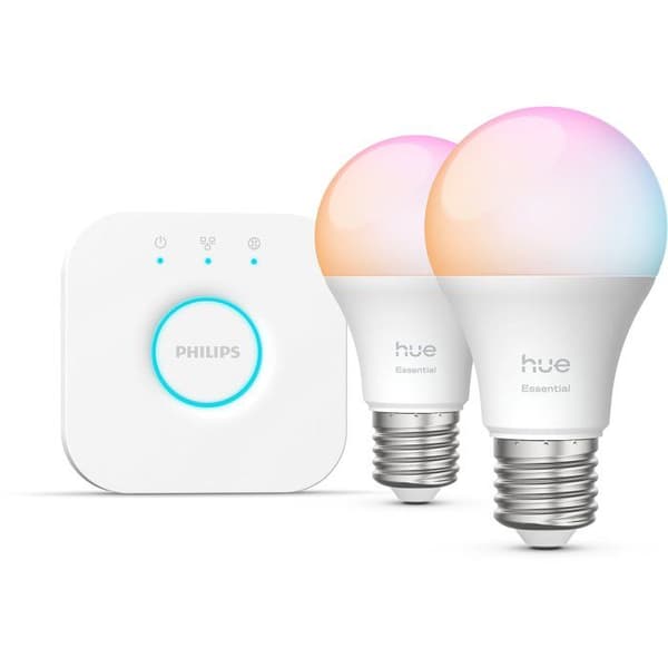 Philips Hue Starter Kit - 1 Bridge - 2 A60 Bulbs - White and Colored Light
