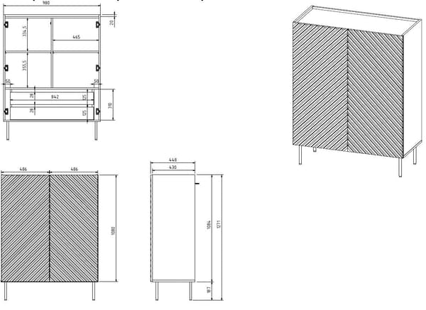 Bookcase ONDA 2D2SZ 98x45x127 cm Black