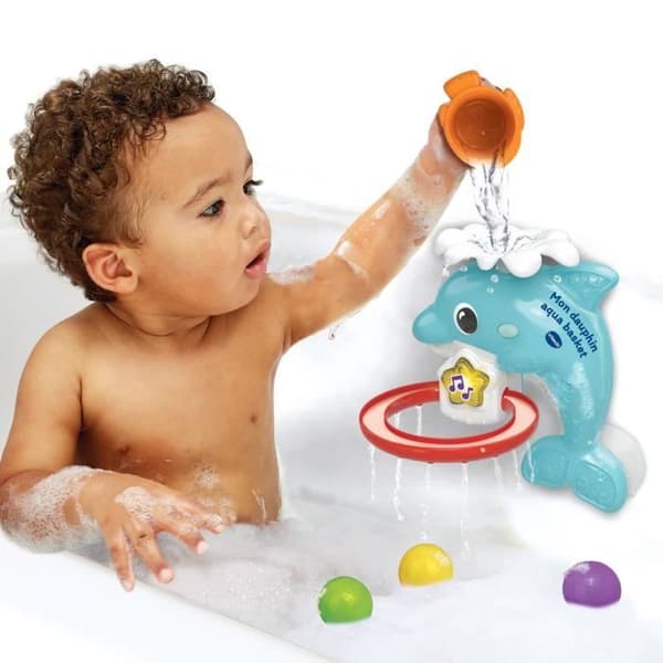 VTECH-MY DOLPHIN AQUA-BASKET Bath Toy, Suction Cup Attachment