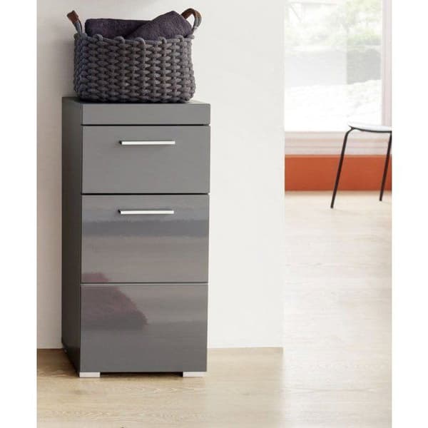 AMANDA Bathroom Cabinet - Low Storage Unit - W37 x D31 x H79cm - Grey