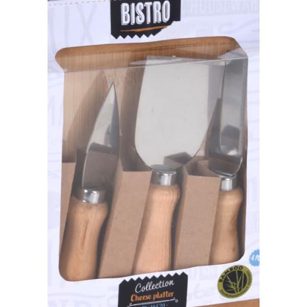 Excellent Houseware Bistro Bamboo Cheese Board Set 4-piece