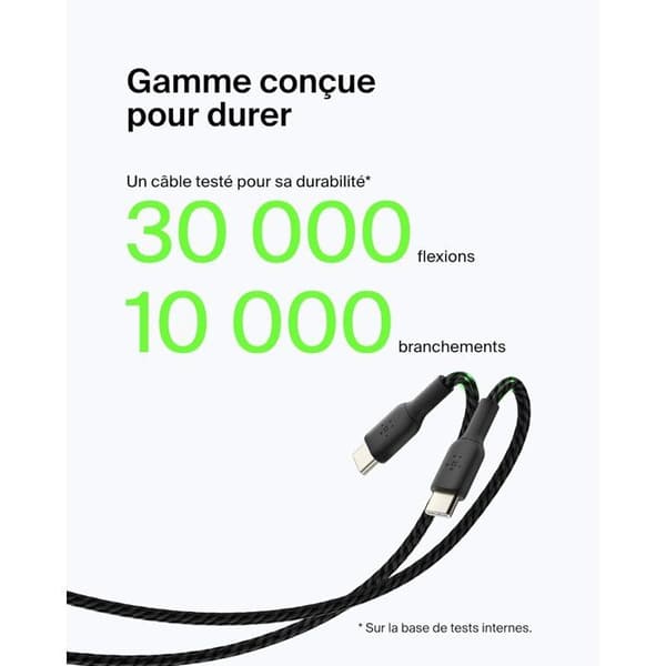 BELKIN Braided Cable USB-A to USB-C 3 m Black