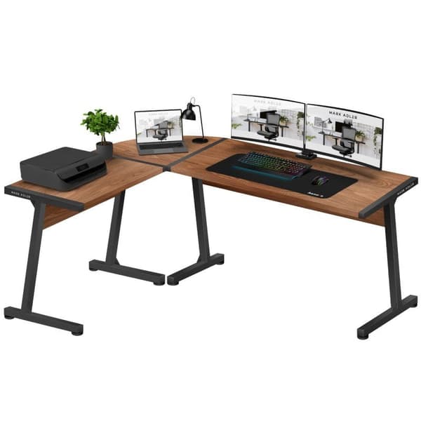 Leader 5.5 WN Corner Desk - Steel Construction with Walnut Pattern Top