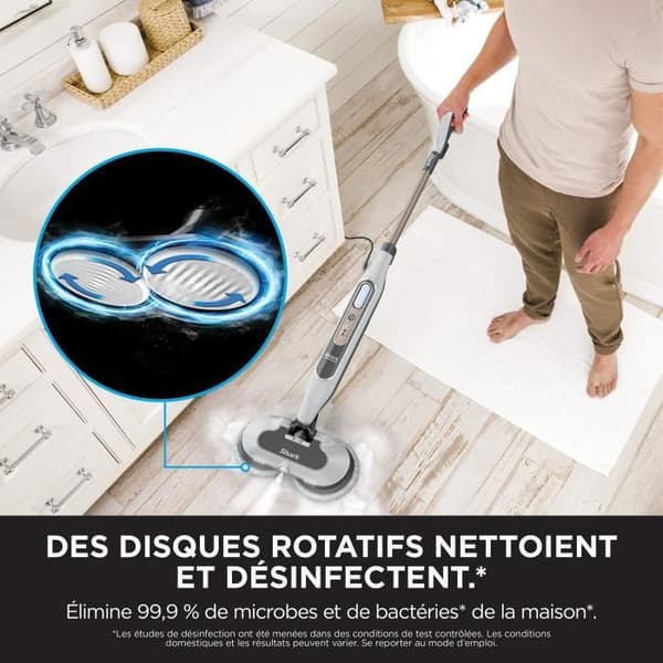 SHARK S8201EU Steam Mop - Automatic - 2 Rotating Pads - 3 Steam Settings