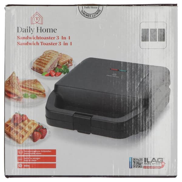 Daily Home Sandwich Waffle Maker Set Black