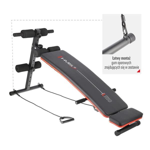 HMS Diagonal Bench with Cables L1110 - Inclined Exercise Bench - Max Load 100 kg