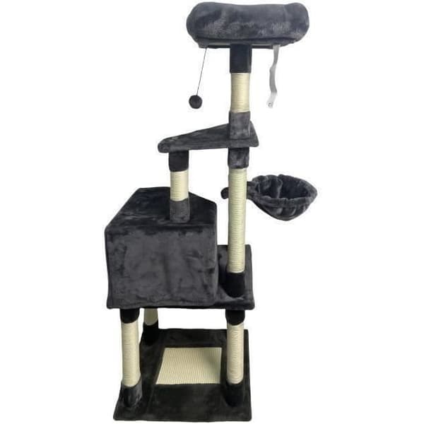 SWIFTY Cat Tree - 55 x 40 x 138 cm - Dark Grey - 3 Platforms, 1 Perch, 1 Hideaway, Scratching Posts