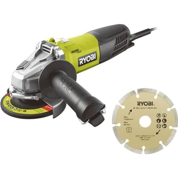 RYOBI Angle Grinder 800W 125 mm - RAG800-125SD1 + Diamond Disc