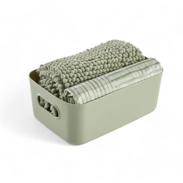 TODAY Shower Set - Basket, Mat, Curtain - Green