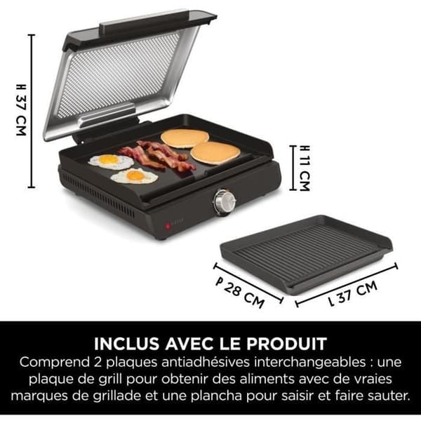 NINJA Grill and Griddle - Sizzle GR101EU - 260°C - Surface 34x8x13.5 cm