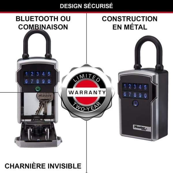 MASTER LOCK Connected Key Box - Bluetooth or Combination - With Shackle