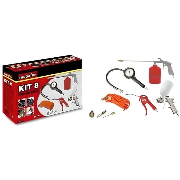 MECAFER Compressed Air Accessory Kit - 8 Pieces - Inflation and Blowing