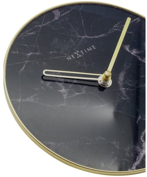 NeXtime Table Clock 20 cm Marble Glass Black NE-5222ZW
