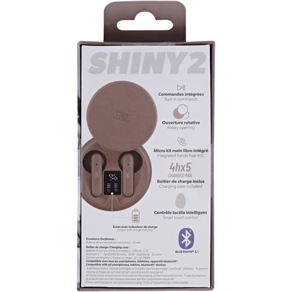 T'nb Shiny 2 TWS Wireless Earbuds - Charging Case - Bluetooth - 20-Hour Battery - Pink
