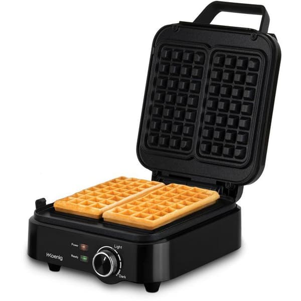 Compact waffle maker - HKoeNIG - GFX420 - 1200 W - Adjustable temperature - Black