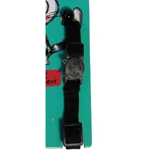 AIMÉ Cat Collar - Black Velvet with Red/White Patterns - Adjustable 18-28 cm