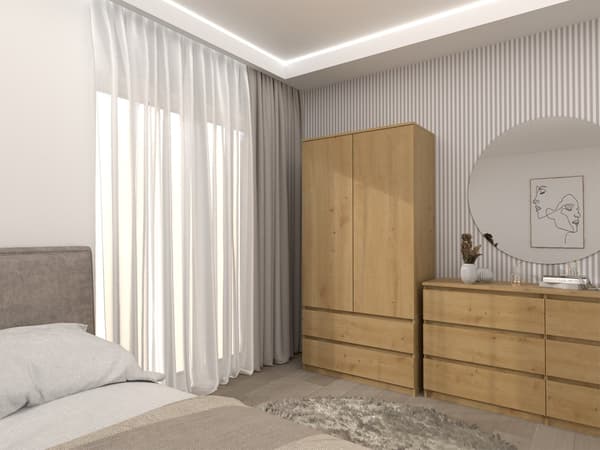 Topeshop MALWA SS-90 Wardrobe 2 Doors 5 Shelves Oak