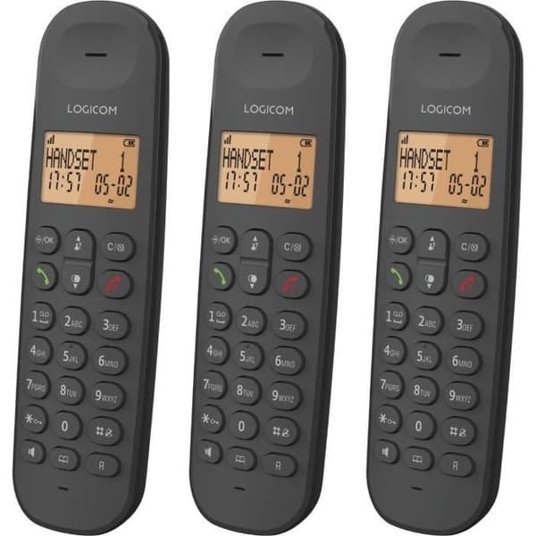 LOGICOM Cordless Phone DECT ILOA 350 TRIO Black No Answering Machine