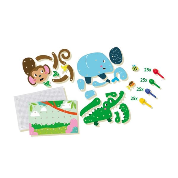 SES Creative Mosaic Pinboard Animals - Interactive Craft Set for Kids