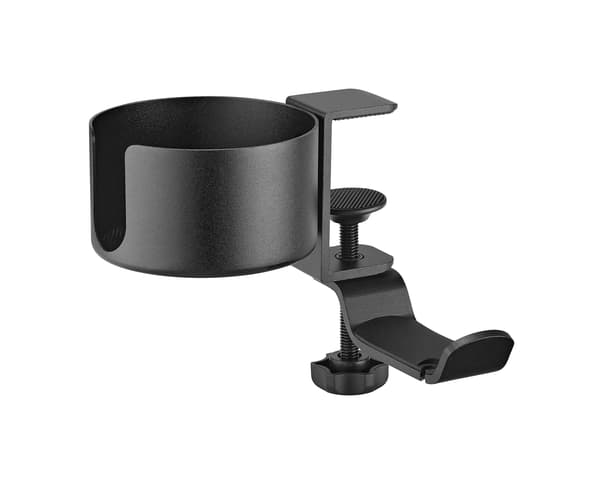 Hodetelefonholder med Koppholder - Svart