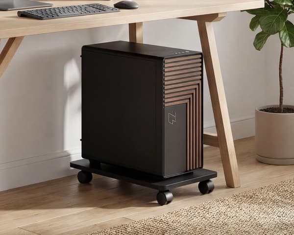 Mobile Computer Stand - Musta Keskusyksikön pyörällinen koroke