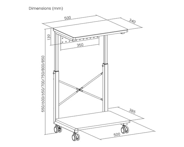 Height Adjustable Rolling Desk - Black