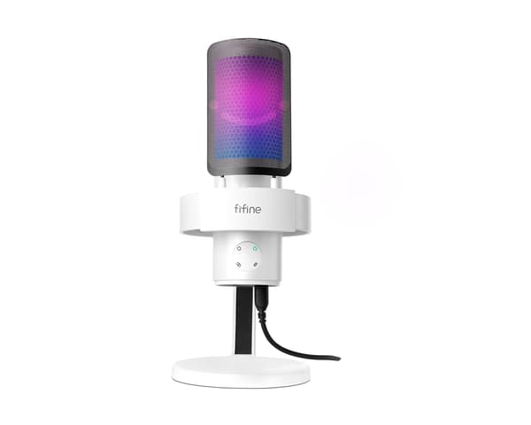 AMPLIGAME A9 USB Gaming Mikrofon RGB - Vit