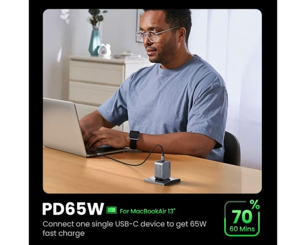 Nexode S 65W 3-port USB-laturi
