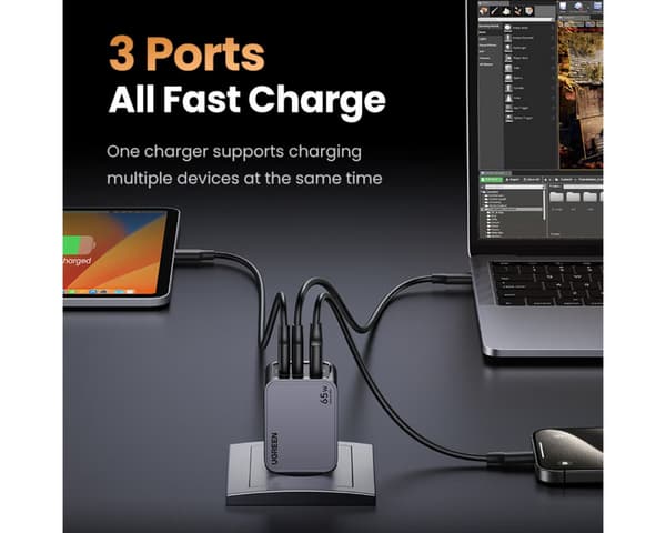 Nexode S 65W 3-port USB-laturi
