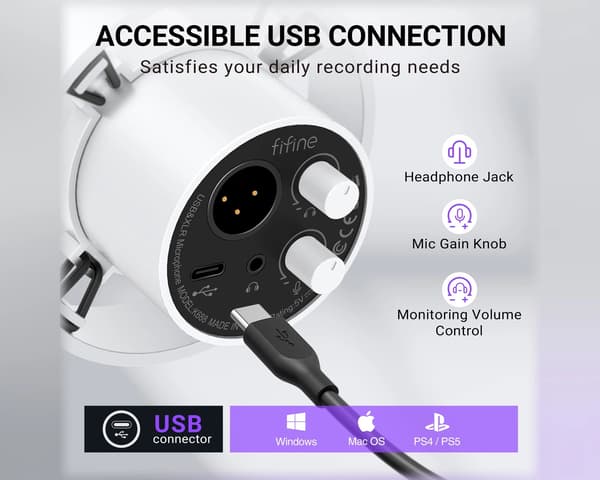 K688 USB / XLR Mikrofon - Dynamisk Mikrofon - Hvid