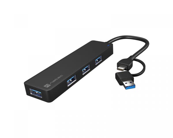 USB-C 3.0 Hub Mayfly Musta + USB-A Adapter - USB Hubi