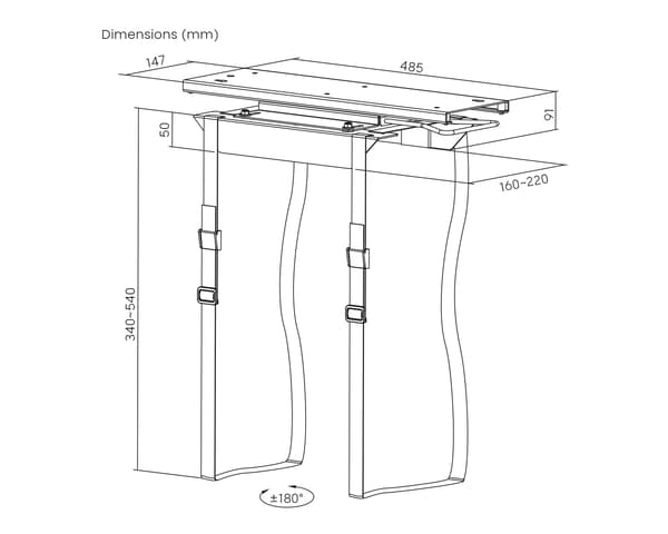 Strap-On Under Desk PC Mount with Sliding Track - Tietokone Teline