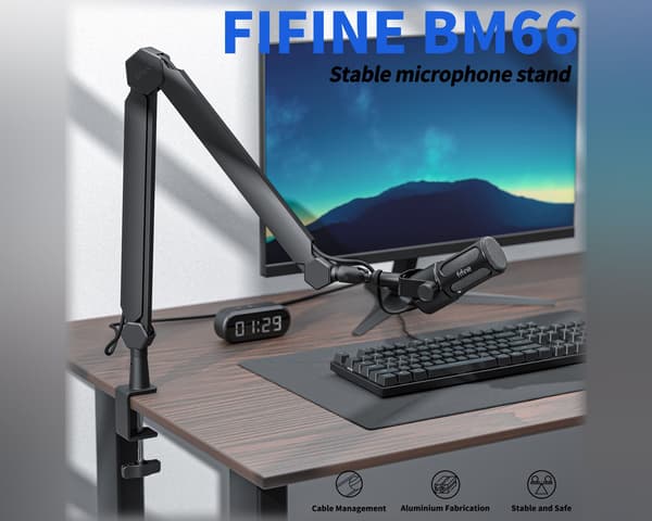 BM66 Boom Arm Stand - Musta Mikrofoniteline