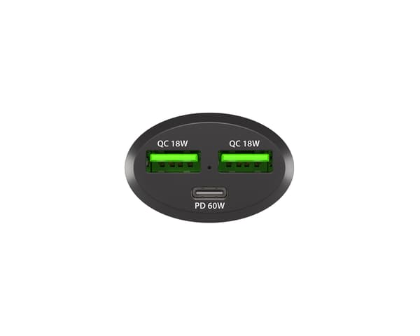 Coney Hurtig Oplader til Bil - 2x USB-A 1x USB-C 84W PD 3.0 - Sort