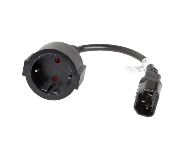 C14 till Schuko (Hona) 20 cm Svart