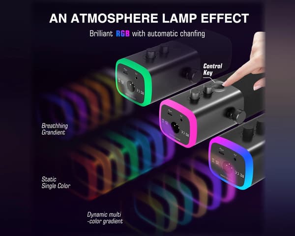 AMPLIGAME AM8 RGB USB/XLR Mikrofon - Dynamisk Mikrofon - Sort