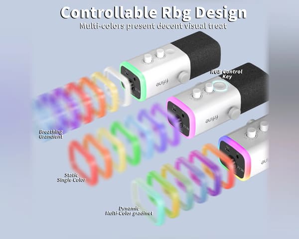 AMPLIGAME AM8 RGB USB/XLR Mikrofon - Dynamisk Mikrofon - Hvid