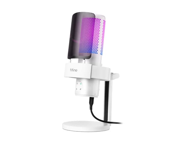 AMPLIGAME A9 USB Gaming Mikrofon RGB - Vit